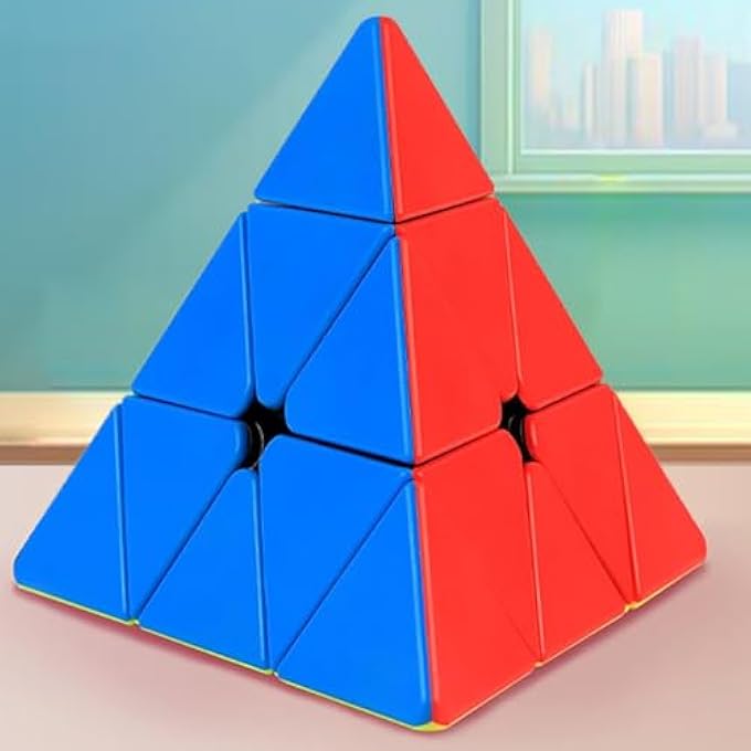 3X3 PYRAMID SPEED CUBE BRAIN TEASERS 3X3X3 SPEED CUBE TRIANGLE PUZZLE MAGIC CUBE BRAIN TEASER PUZZLE STICKERLESS CUBE TOY VIVID COLOR - Image 2
